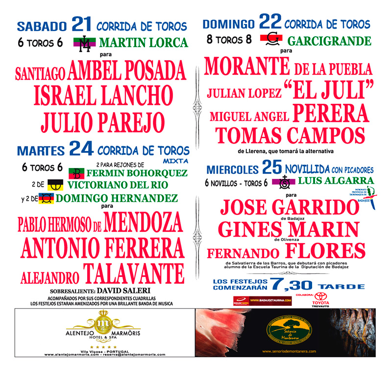 Cartel Toros Badajoz, Feria y Fiestas de San Juan 2014
