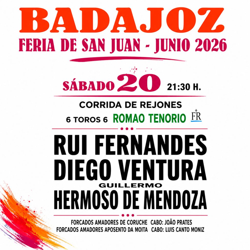 Corrida de Rejones 20 junio 2026 - Feria de San Juan Badajoz